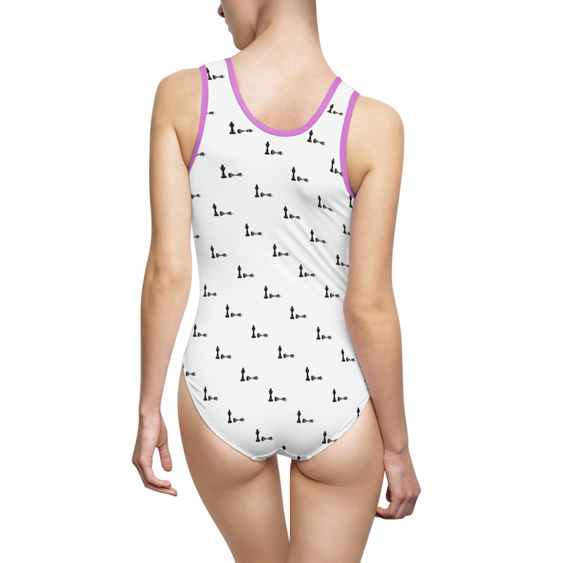 Chic Women&#039;s Classic One-Piece Swimsuit with Elegant Print