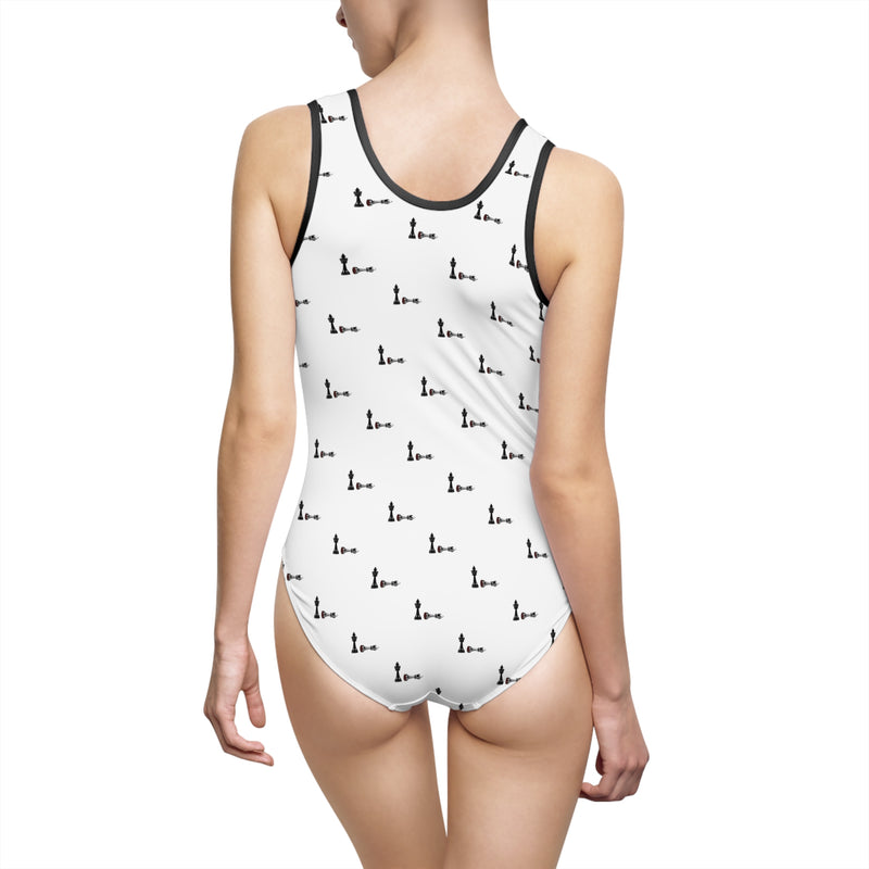 Chic Women&#039;s Classic One-Piece Swimsuit with Elegant Print